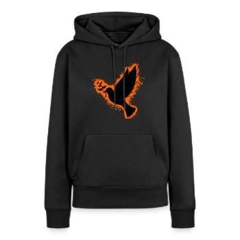 Silhouette colombe orange et contour noir - Sweat à capuche Premium bio Femme - noir - Devant - Julia (174cm)