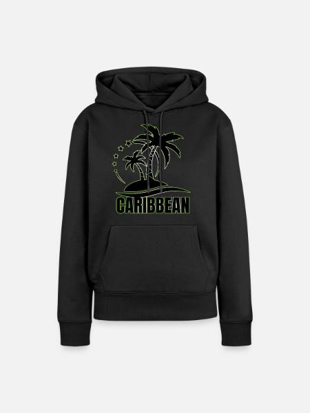 CARAÏBES - Sweat à capuche Premium bio Femme - noir