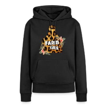Étiquette de vache de fille de ferme - Sweat à capuche Premium bio Femme - noir - Devant - Julia (174cm)
