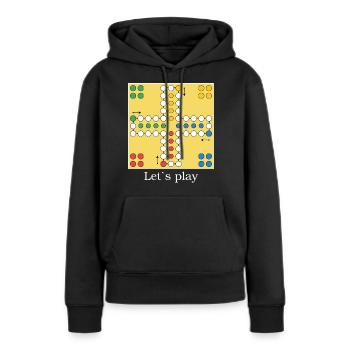 lets play Mensch Aergere dich nicht - Frauen Premium Bio Hoodie - Schwarz - Vorne - Julia (174cm)