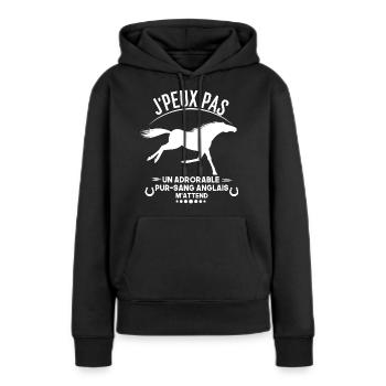 Le pur sang anglais M'attend Cheval race d chevaux - Sweat à capuche Premium bio Femme - noir - Devant - Julia (174cm)