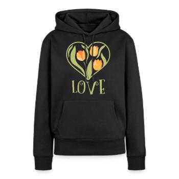 Florale Liebe - Frauen Premium Bio Hoodie - Schwarz - Vorne - Julia (174cm)