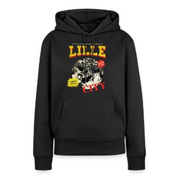 Lille France City Skyline Vintage Rétro - Sweat à capuche Premium bio Femme - noir - Devant - Julia (174cm)