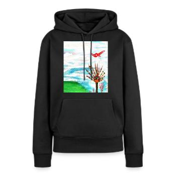 Arrivée - Sweat à capuche Premium bio Femme - noir - Devant - Julia (174cm)