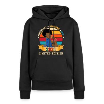 Birthday Woman 1979 vintage Woman Afro - Women’s Premium Organic Hoodie - black - Front - Julia (174cm)