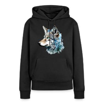 Coyote - Frauen Premium Bio Hoodie - Schwarz - Vorne - Julia (174cm)