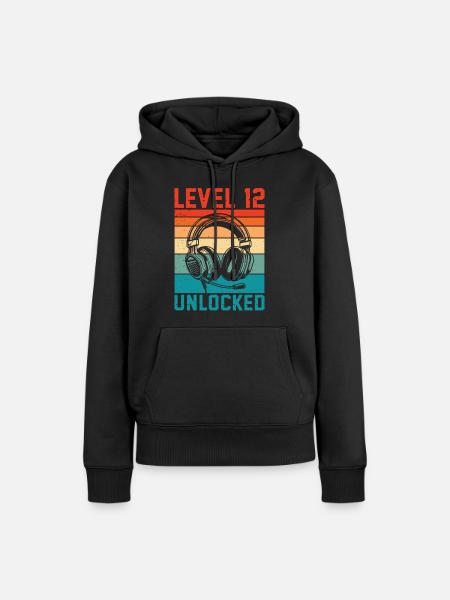 Niveau 12 Ans Debloqué - 12ème Anniversaire Gamer - Dame Premium hoodie, økologisk bomuld - sort