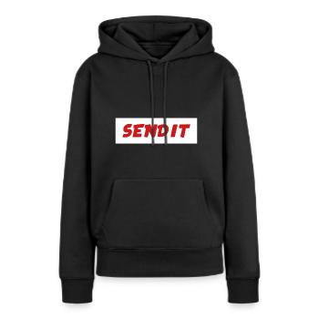 Send it - Sweat à capuche Premium bio Femme - noir - Devant - Julia (174cm)