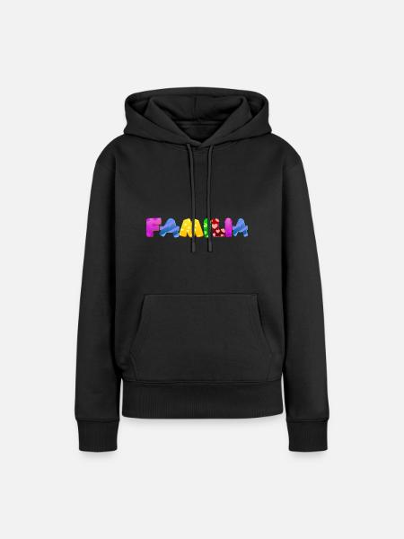 Bebé Padres Niño Regalo Refranes Nacimiento Mamá Papá - Sudadera con capucha prémium ecológica para mujer - negro