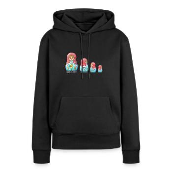 Evolution Matroschka - Frauen Premium Bio Hoodie - Schwarz - Vorne - Julia (174cm)