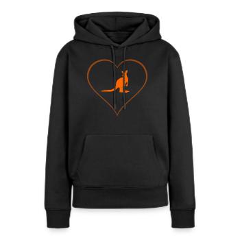 Kangaroo - Frauen Premium Bio Hoodie - Schwarz - Vorne - Julia (174cm)