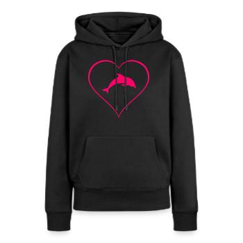 Delphin - Frauen Premium Bio Hoodie - Schwarz - Vorne - Julia (174cm)