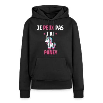 je peux pas j'ai poney - Sweat à capuche Premium bio Femme - noir - Devant - Julia (174cm)