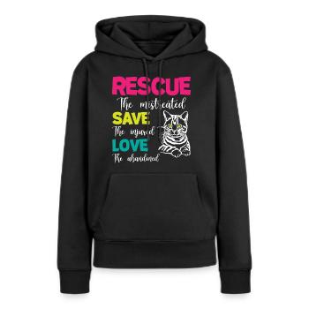 Rescue Save Love Cats - Frauen Premium Bio Hoodie - Schwarz - Vorne - Julia (174cm)