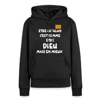 Catalan - Sweat à capuche Premium bio Femme - noir - Devant - Julia (174cm)