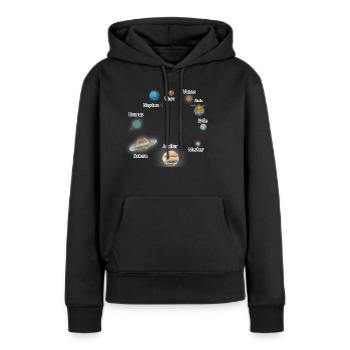 Sonnensystem - Frauen Premium Bio Hoodie - Schwarz - Vorne - Julia (174cm)