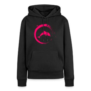 Delphin - Frauen Premium Bio Hoodie - Schwarz - Vorne - Julia (174cm)