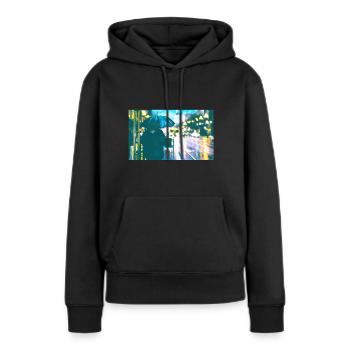 ville - Sweat à capuche Premium bio Femme - noir - Devant - Julia (174cm)