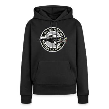 Muscle Car - Frauen Premium Bio Hoodie - Schwarz - Vorne - Julia (174cm)