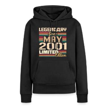 Mai 2001 Mai - Jubiläum Mai 2001 - Frauen Premium Bio Hoodie - Schwarz - Vorne - Julia (174cm)