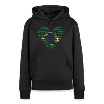 Städte Brasilien Flaggenherz - Frauen Premium Bio Hoodie - Schwarz - Vorne - Julia (174cm)