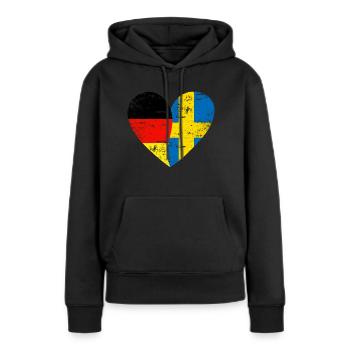 Heart Allemagne Suède Drapeau - Sweat à capuche Premium bio Femme - noir - Devant - Julia (174cm)