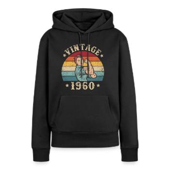 60. Geburtstag 60 Jahre Frauen Damen 1960 Retro - Frauen Premium Bio Hoodie - Schwarz - Vorne - Julia (174cm)