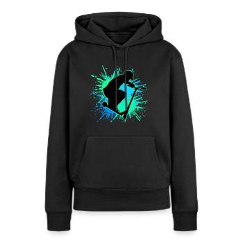 scooter le cascader - Sweat à capuche Premium bio Femme - noir - Devant - Julia (174cm)