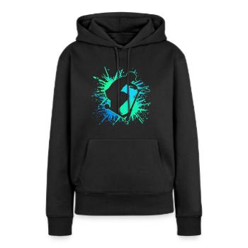 scooter le cascader - Sweat à capuche Premium bio Femme - noir - Devant - Julia (174cm)