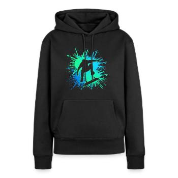 skater - Frauen Premium Bio Hoodie - Schwarz - Vorne - Julia (174cm)