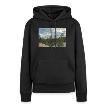 Ciel bleu - Sweat à capuche Premium bio Femme - noir - Devant - Julia (174cm)