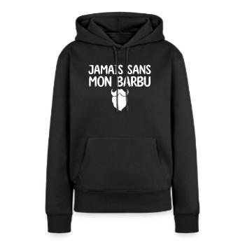 Jamais sans mon barbu - cadeau couple mariée barbu - Sweat à capuche Premium bio Femme - noir - Devant - Julia (174cm)