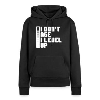I don't age I level up Gamer Geburtstag Nerd Humor - Sweat à capuche Premium bio Femme - noir - Devant - Julia (174cm)
