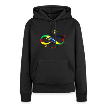 Unendlich Brasil Deutschland - Frauen Premium Bio Hoodie - Schwarz - Vorne - Julia (174cm)
