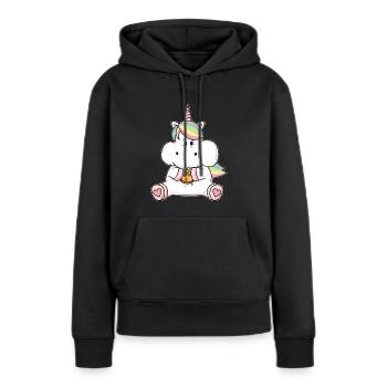 Lustiges Pizza Einhorn dick pummelig Unicorn Humor - Sweat à capuche Premium bio Femme - noir - Devant - Julia (174cm)