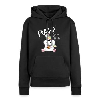 Lustiges Pizza Einhorn dick pummelig Unicorn Humor - Frauen Premium Bio Hoodie - Schwarz - Vorne - Julia (174cm)