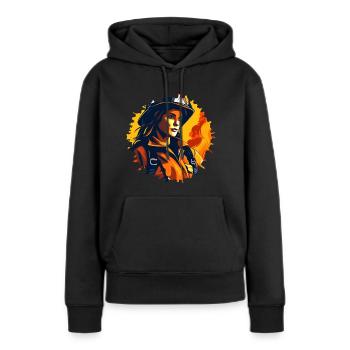 Pompière - Sweat à capuche Premium bio Femme - noir - Devant - Julia (174cm)