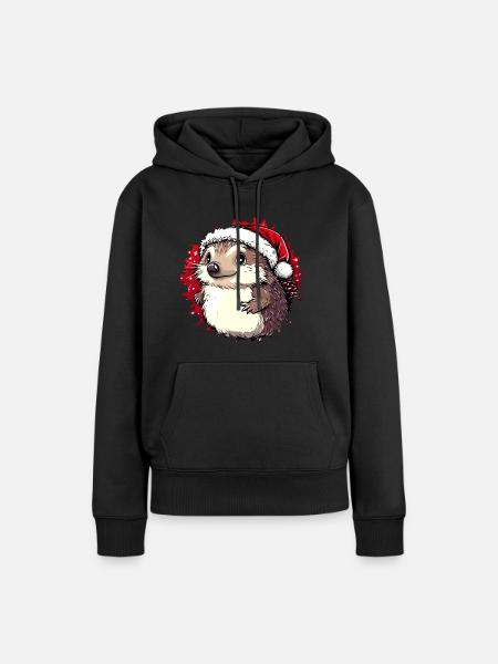 Igel Christmas - Frauen Premium Bio Hoodie - Schwarz