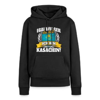 Kasache Kasachstan Kasachin Kasachisch Geschenk - Frauen Premium Bio Hoodie - Schwarz - Vorne - Julia (174cm)