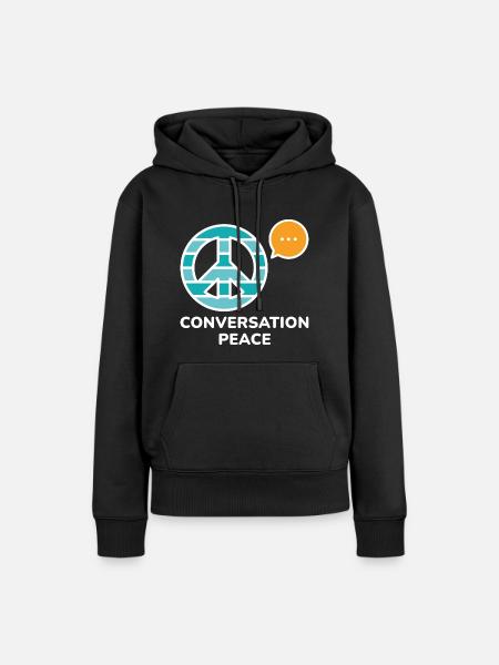 Konversation Frieden - Frauen Premium Bio Hoodie - Schwarz