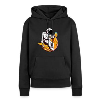 astronaute qui surf sur un jus d'orange - Sweat à capuche Premium bio Femme - noir - Devant - Julia (174cm)