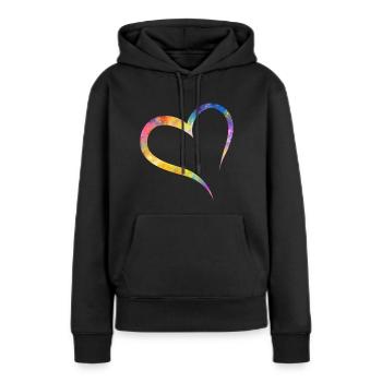 Multi color heart love - Women’s Premium Organic Hoodie - black - Front - Julia (174cm)