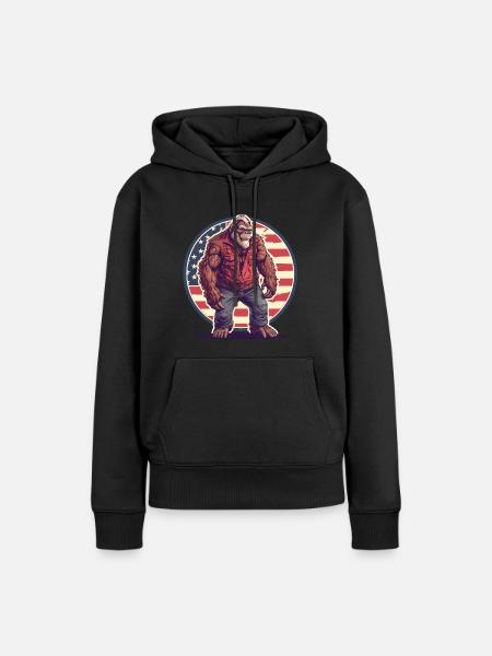 Amerikanischer Sasquatch - Frauen Premium Bio Hoodie - Schwarz
