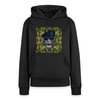 Lustiger Affe als Offizier im Militär Bundeswehr - Frauen Premium Bio Hoodie - Schwarz - Vorne - Julia (174cm)