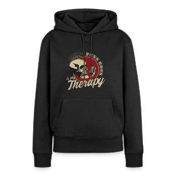 Punkrock Retro - Frauen Premium Bio Hoodie - Schwarz - Vorne - Julia (174cm)