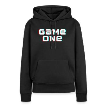 Premier jeu - Sweat à capuche Premium bio Femme - noir - Devant - Julia (174cm)