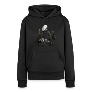 Forêt animale d’aigle à tête blanche - Sweat à capuche Premium bio Femme - noir - Devant - Julia (174cm)