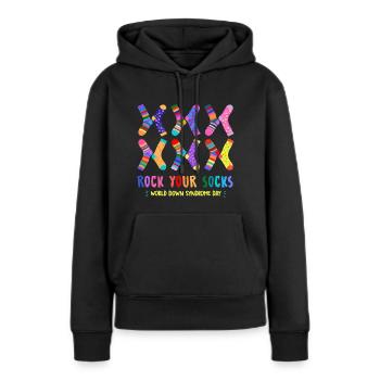 Rock Your Socks World Down Syndrome Awareness Day - Frauen Premium Bio Hoodie - Schwarz - Vorne - Julia (174cm)