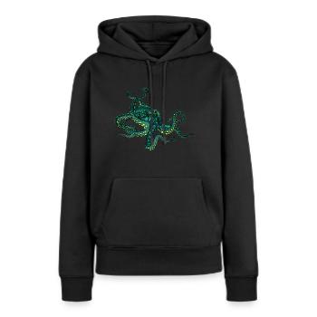 Calmar mandala - Sweat à capuche Premium bio Femme - noir - Devant - Julia (174cm)