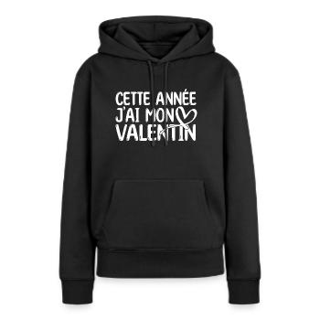 Copain Magnifique Humour Couple mon copain amour - Sweat à capuche Premium bio Femme - noir - Devant - Julia (174cm)